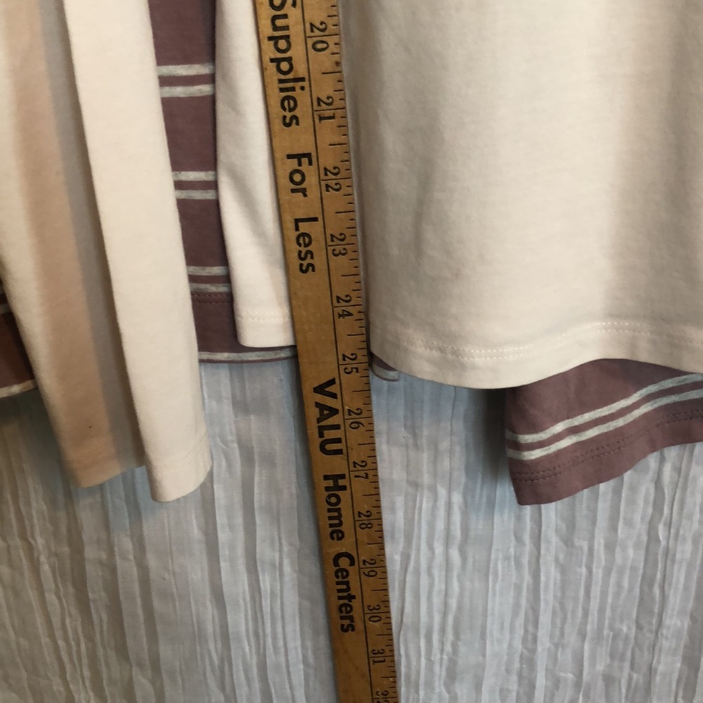 ANN TAYLOR & LOFT mauve cream striped NWT & cream w/beads neck lot 2 casual tops - Picture 13 of 15